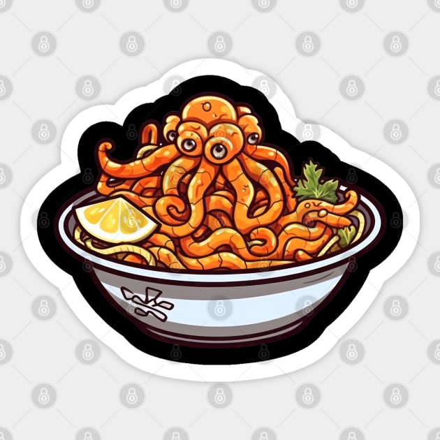 Take a tasty trip to Japan with this crispy fried squid dish Sticker by Pixel Poetry